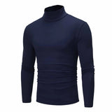 Camiseta básica de gola alta masculina, slim fit, gola alta, tops finos, moda casual, primavera, outono, primavera
