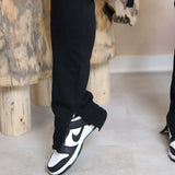 Calça de carga longa feminina, sexy slim fit, cordão casual, bolso com botões de emenda, calça reta, renda para cima, cintura elástica alta