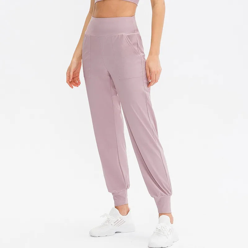 Calças Jogger Femininas Soltas de Secagem Rápida para Yoga com Bolso, Calças Casuais para Corrida e Treino Fitness