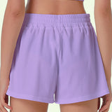 Shorts casuais com cintura elástica para mulheres, confortável, respirável, cor sólida, esportes, calças de cinco quartos, verão, novo, 2022