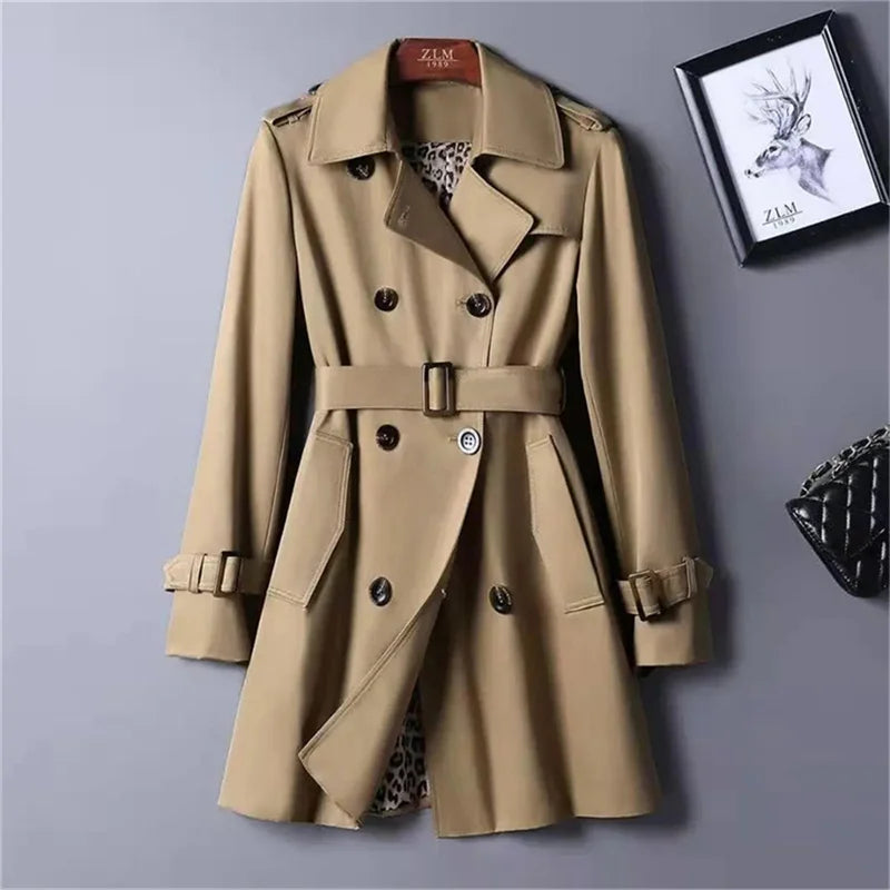 Trench coat para mulheres duplo breasted britânico trench coats e jaquetas feminino 2024 roupas de inverno feminino gravata cintura casaco longo feminino