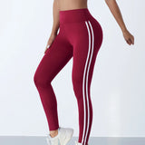 Leggings de yoga mulheres listrado magro calças esportivas cintura alta hip levantamento casul collants treino correndo elástico ginásio leggings