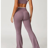 Conjunto de yoga 2 peças roupas de treino feminino agasalho roupas de ginástica cintura alta bell-bottoms sexy fitness bta terno esportivo
