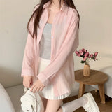Blusas de Chiffon Leves e Soltas com Manga Longa e Botões para Mulheres, Camisas Casuais de Verão