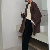 Blazer monocromático minimalista feminino, outwear solto, elegante, retrô, moda oficial, rua principal, feminino, todos os fósforos, confortável, primavera