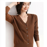 Cardigans femininos 2025 primavera outono malhas moda coreana cardigan estilo curto topos com decote em v malha outerwears suéteres sólidos
