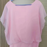 Blusas de chiffon femininas casuais manga curta batwing o pescoço moda coreana viajando elegante senhoras respirável macio elegante verão