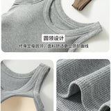 Tops de malha com nervuras pescoço verão camisas básicas branco preto casual esporte colete fora do ombro regata feminina com almofada no peito