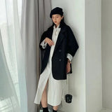 Blazer monocromático minimalista feminino, outwear solto, elegante, retrô, moda oficial, rua principal, feminino, todos os fósforos, confortável, primavera