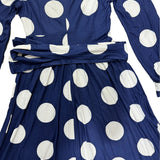 Elegante vestido longo com nó arco para mulheres, veste feminina, bolinhas para senhora, vestidos maxi casuais, manga