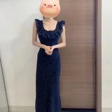 Vestidos finos franceses sem mangas para mulheres, doce vestido elegante para senhoras, moda francesa casual, novo para mulheres, verão