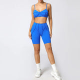 Yoga esportes conjuntos de fitness cintura alta hip-lifting calças abertas volta sutiã terno casual correndo treino ginásio leggings sexy conjuntos femininos