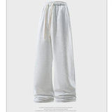 Calça de perna larga moda causal respirável moletom masculino outono versátil elástico cintura alta cordão solto calças retas