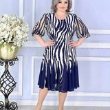 Vestido casual vestidos 2025 mulher estilo simples vestido roupas femininas all-match temperamento elegante solto quarto manga impressa