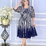 Vestido casual vestidos 2025 mulher estilo simples vestido roupas femininas all-match temperamento elegante solto quarto manga impressa