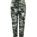 Calças de carga para mulheres camuflagem impressão cordão bolso design calça 2024 primavera casual cintura alta diário algemado calças compridas