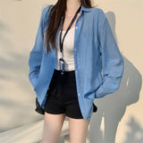 Blusas de Chiffon Leves e Soltas com Manga Longa e Botões para Mulheres, Camisas Casuais de Verão