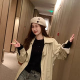 Cardigans e Suéteres Femininos 2026: Moda Coreana Casual, Quente, Primavera/Verão, Gola O, Manga Longa, Abotoamento Simples, Ajuste Slim, Tricôs e Blusas
