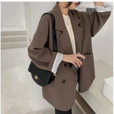 Blazer monocromático minimalista feminino, outwear solto, elegante, retrô, moda oficial, rua principal, feminino, todos os fósforos, confortável, primavera
