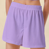 Shorts casuais com cintura elástica para mulheres, confortável, respirável, cor sólida, esportes, calças de cinco quartos, verão, novo, 2022