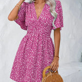 Casual férias solto vestidos curtos para as mulheres 2024 moda verão feminino floral impressão a linha vestido elegante vintage vestido feminino