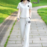 Conjunto de roupas esportivas casuais para verão feminino, calças largas, celebridade da moda na internet, moda nova, 2 peças