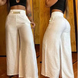 Calças femininas de cintura alta perna larga moda sólida escritório feminino casual queimado calças para mulheres verão novo elegante calças pretas