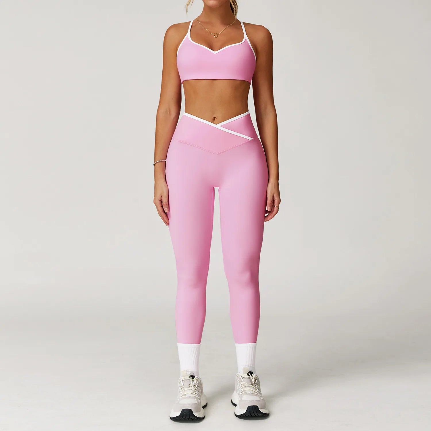 Conjunto de yoga 2 peças roupas de treino feminino agasalho roupas de ginástica cintura alta bell-bottoms sexy fitness bta terno esportivo