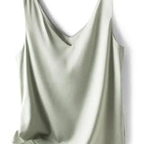 Regatas para mulheres sem mangas com decote em v cetim seda camisola moda verão sólido solto colete senhoras topos streetwear