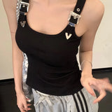 Tanques femininos personalidade criatividade casual na moda all-match chique redução de idade simples streetwear sólido novo verão senhora doce fino