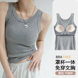Tops de malha com nervuras pescoço verão camisas básicas branco preto casual esporte colete fora do ombro regata feminina com almofada no peito