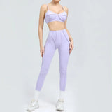 Yoga esportes conjuntos de fitness cintura alta hip-lifting calças abertas volta sutiã terno casual correndo treino ginásio leggings sexy conjuntos femininos