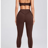 Yoga esportes conjuntos de fitness cintura alta hip-lifting calças abertas volta sutiã terno casual correndo treino ginásio leggings sexy conjuntos femininos