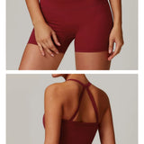 Conjunto de ioga escovado feminino com sutiã esportivo acolchoado e shorts de cintura alta, roupa de treino confortável, conjunto de salão combinando