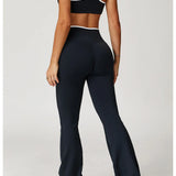 Conjunto de yoga 2 peças roupas de treino feminino agasalho roupas de ginástica cintura alta bell-bottoms sexy fitness bta terno esportivo