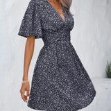 Casual férias solto vestidos curtos para as mulheres 2024 moda verão feminino floral impressão a linha vestido elegante vintage vestido feminino