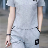 Conjunto de roupas esportivas casuais para verão feminino, calças largas, celebridade da moda na internet, moda nova, 2 peças
