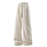 Calça de perna larga moda causal respirável moletom masculino outono versátil elástico cintura alta cordão solto calças retas