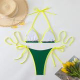 Conjuntos de Biquíni para Mulheres, Biquínis Micro String Brasileiros, Sexy, Dois Peças, Trajes de Banho em Triângulo