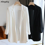 Blazers chiffon finos para mulheres, blazers chiques e light-up, estilo streetwear, chique, simples, aconchegante, verão
