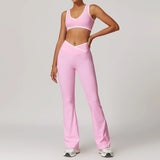 Conjunto de yoga 2 peças roupas de treino de fitness roupas esportivas ginásio treino cintura alta leggings sutiã esportivo atlético wear roupas femininas