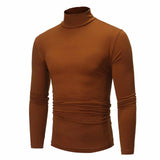 Camiseta básica de gola alta masculina, slim fit, gola alta, tops finos, moda casual, primavera, outono, primavera