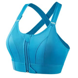Sutiãs esportivos para mulheres zíper frontal alça ajustável à prova de choque elástico fitness atlético sutiã fino yoga colheita topo