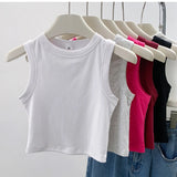 Regata Feminina Canelada 2026 - Blusa Sem Mangas Cor Sólida Casual para Mulheres e Adolescentes - Tendência Básica de Verão