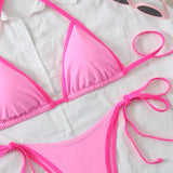 Conjuntos de Biquíni para Mulheres, Biquínis Micro String Brasileiros, Sexy, Dois Peças, Trajes de Banho em Triângulo