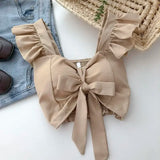 Top curto com babados para as mulheres, sexy, elegante, simples, streetwear, vintage, férias de verão, casual, jovem, estética, todos os jogos, ulzzang, novo