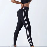 Leggings de yoga mulheres listrado magro calças esportivas cintura alta hip levantamento casul collants treino correndo elástico ginásio leggings