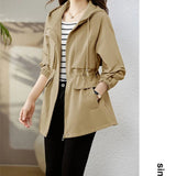 Trench coat feminino 2025 nova primavera outono roupas com capuz blusão jaqueta feminina outerwear topos fino coringa casual estudante casacos