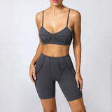 Yoga esportes conjuntos de fitness cintura alta hip-lifting calças abertas volta sutiã terno casual correndo treino ginásio leggings sexy conjuntos femininos