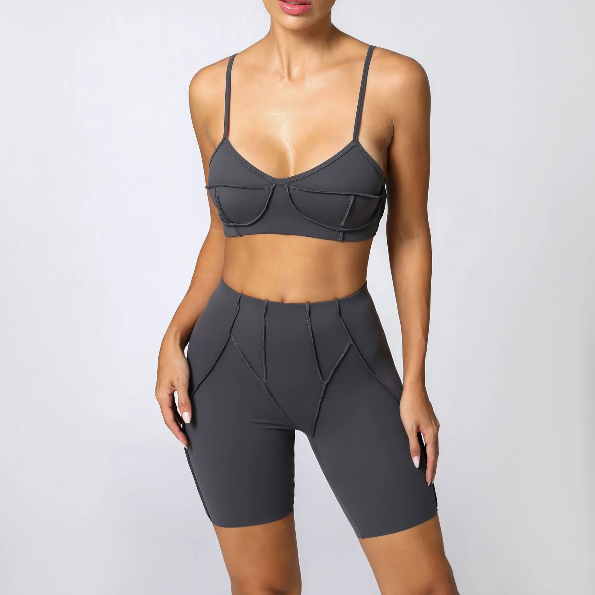 Yoga esportes conjuntos de fitness cintura alta hip-lifting calças abertas volta sutiã terno casual correndo treino ginásio leggings sexy conjuntos femininos